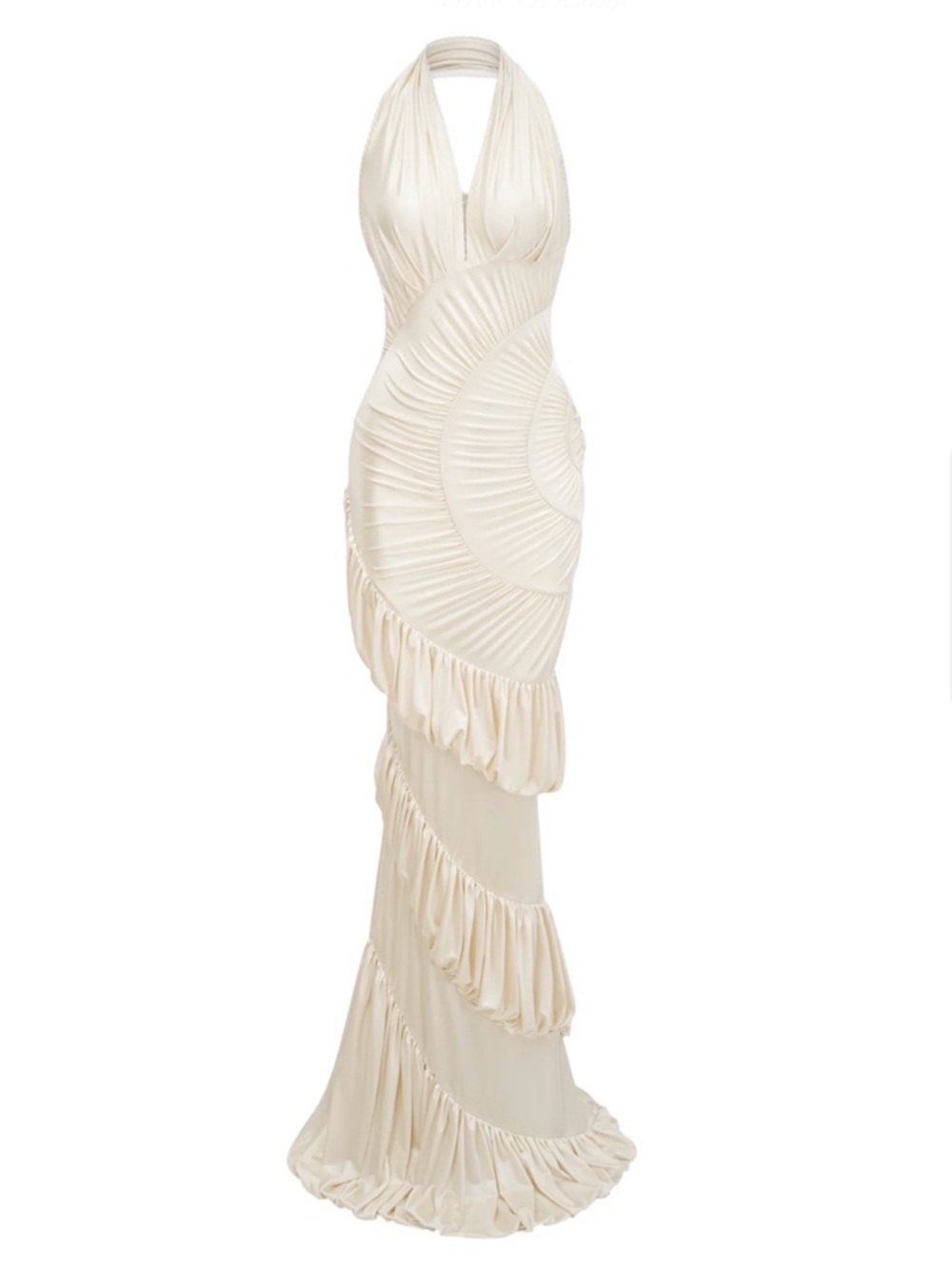 Miss Rosier Vilhelmiina Cream White Halterneck Shirred Maxi Dress - Small - NWT - Picture 3 of 4